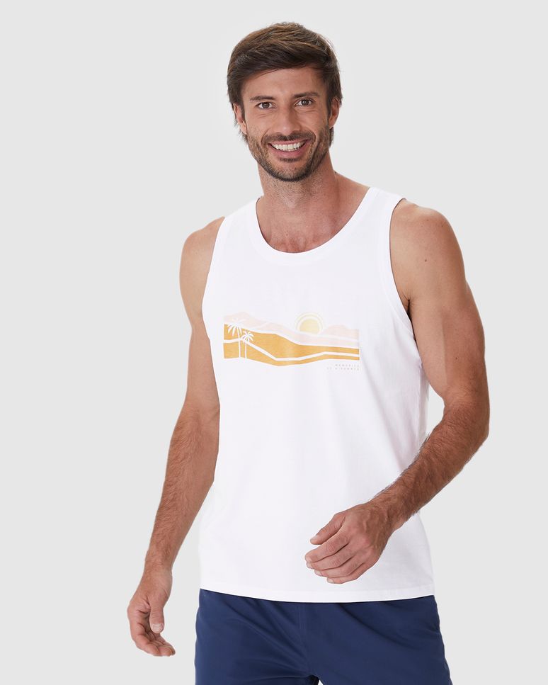 Regata Masculina Alça Estreita Com Estampa Em Algodão