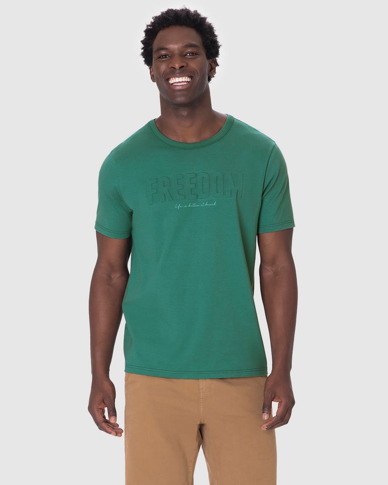 Camiseta Masculina Estampa Alto Relevo Freedom Em Algodão