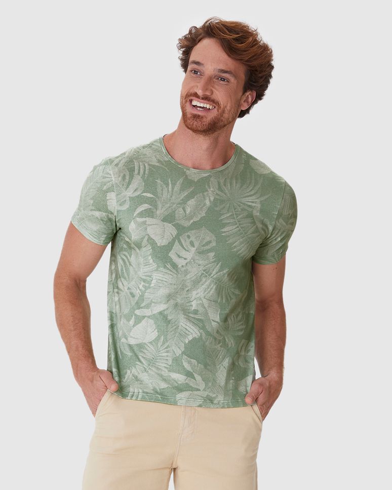 Camiseta Masculina Regular Estampa Digital Em Malha Linho