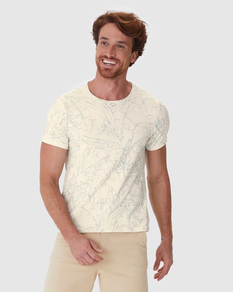 Camiseta Masculina Regular Estampa Digital Em Malha Linho