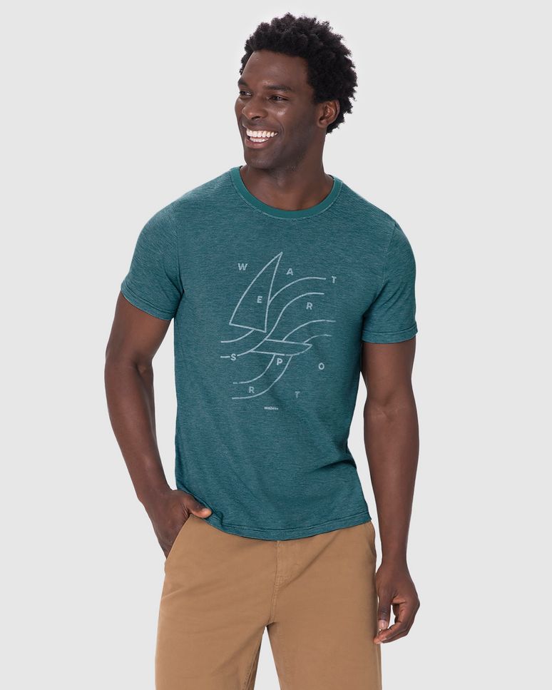 Camiseta Masculina Slim Water Sport Em Malha Fio A Fio