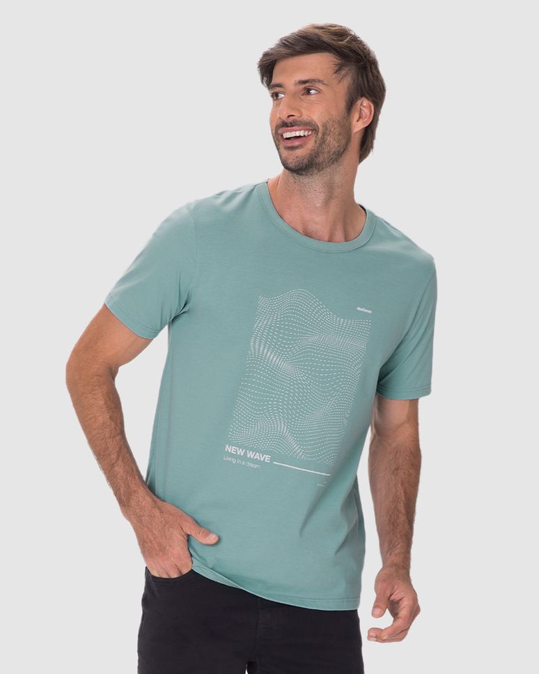 Camiseta Masculina Manga Curta New Wave Em Algodão