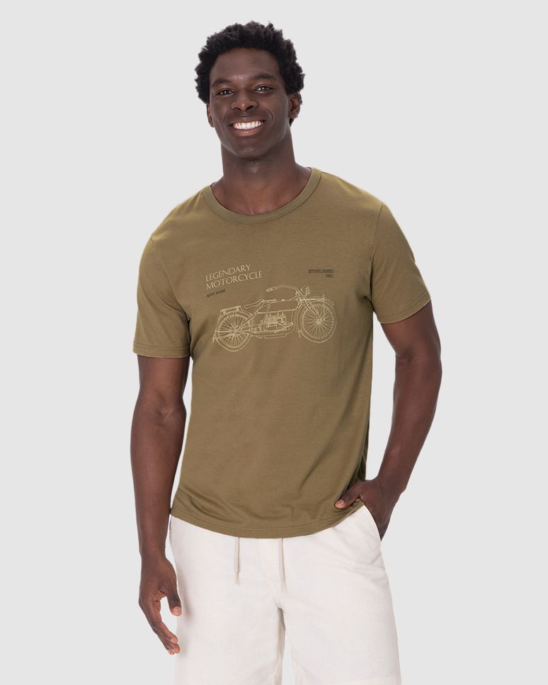 Camiseta Masculina Manga Curta Legendary Motorcycle Em Algodão