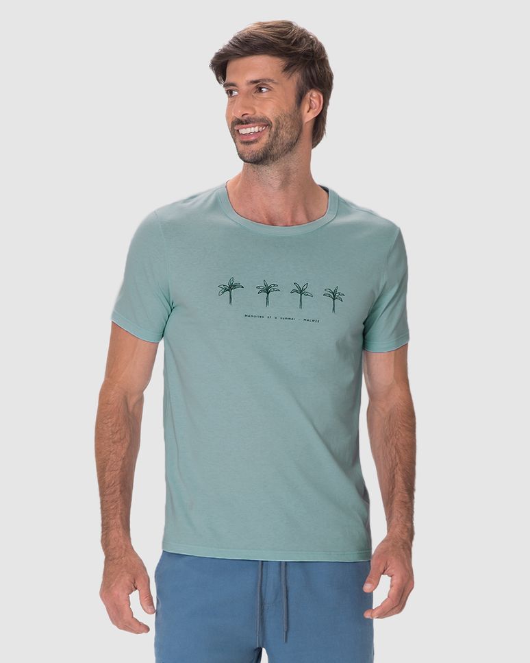 Camiseta Masculina Slim Estampada Em Algodão