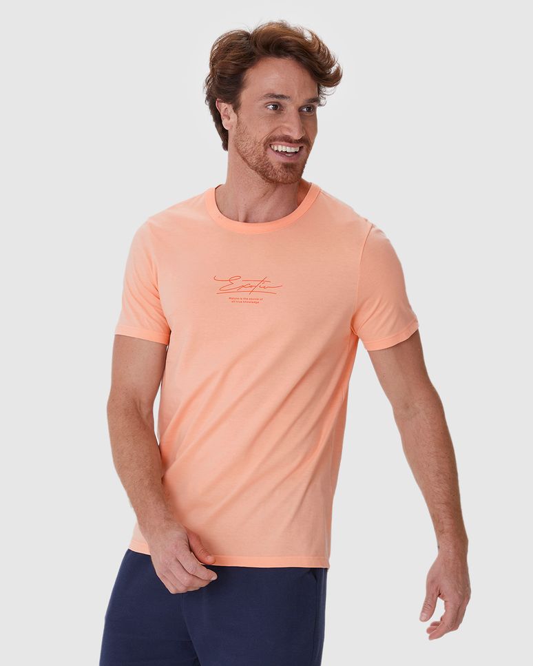 Camiseta Masculina Slim Estampada Em Algodão