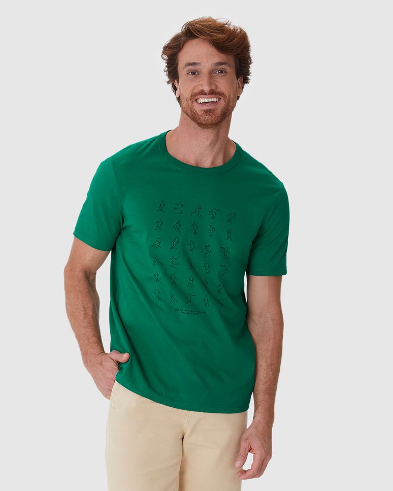 Camiseta Masculina Regular Estampada Em Algodão