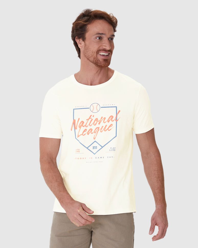 Camiseta Masculina Regular Estampada Em Algodão