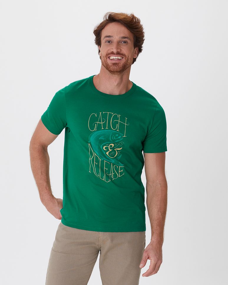 Camiseta Masculina Slim Catch E Release Em Algodão