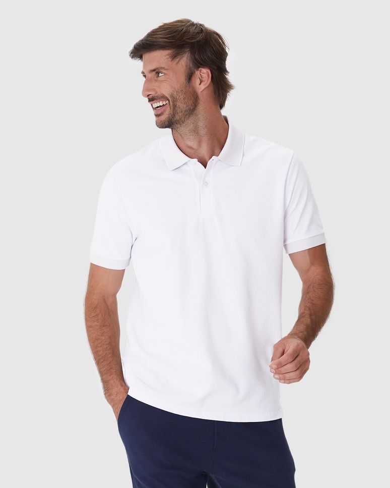 Camisa Polo Masculina Regular Detalhes Retilínea Em Piquet Premium
