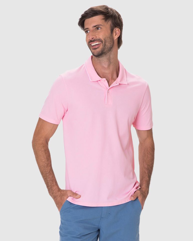 Camisa Polo Masculina Abertura Barra Lateral Em Piquet Premium