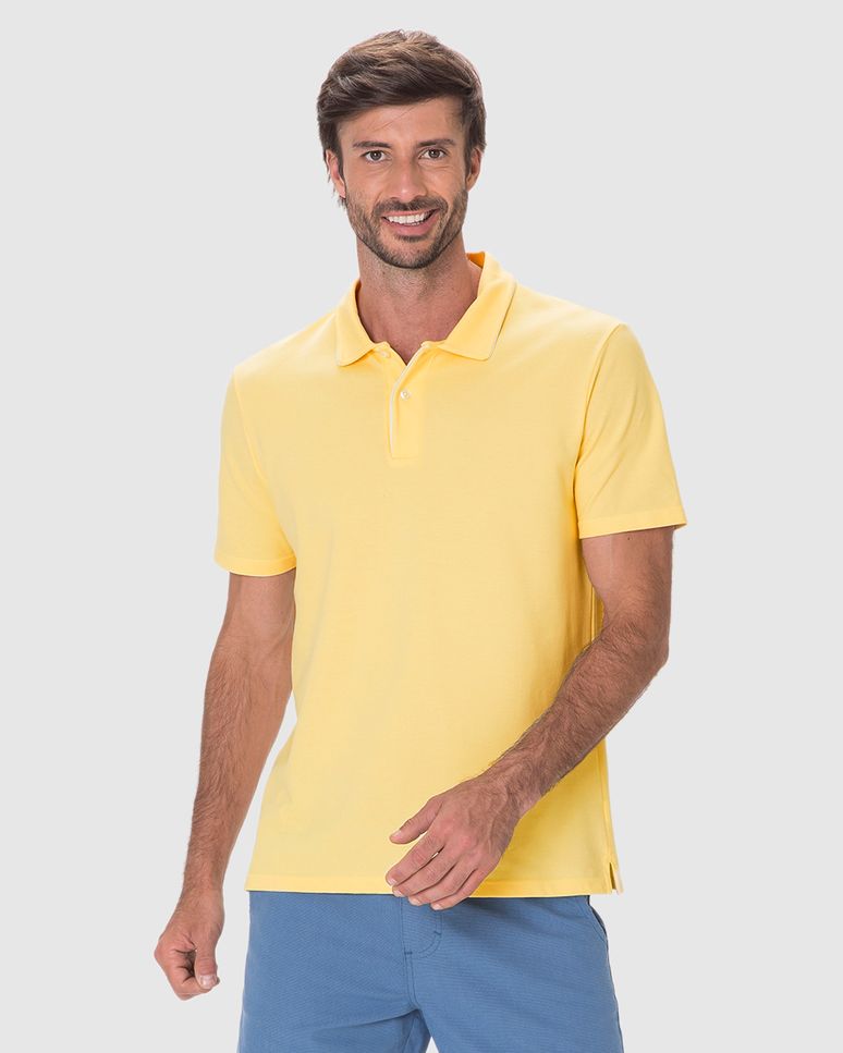 Camisa Polo Masculina Abertura Barra Lateral Em Piquet Premium