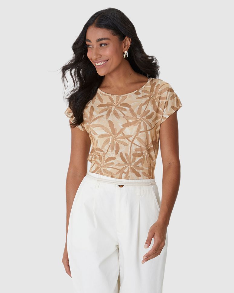 Blusa Feminina Manga Curta Estampa Digital Em Viscose Stretch