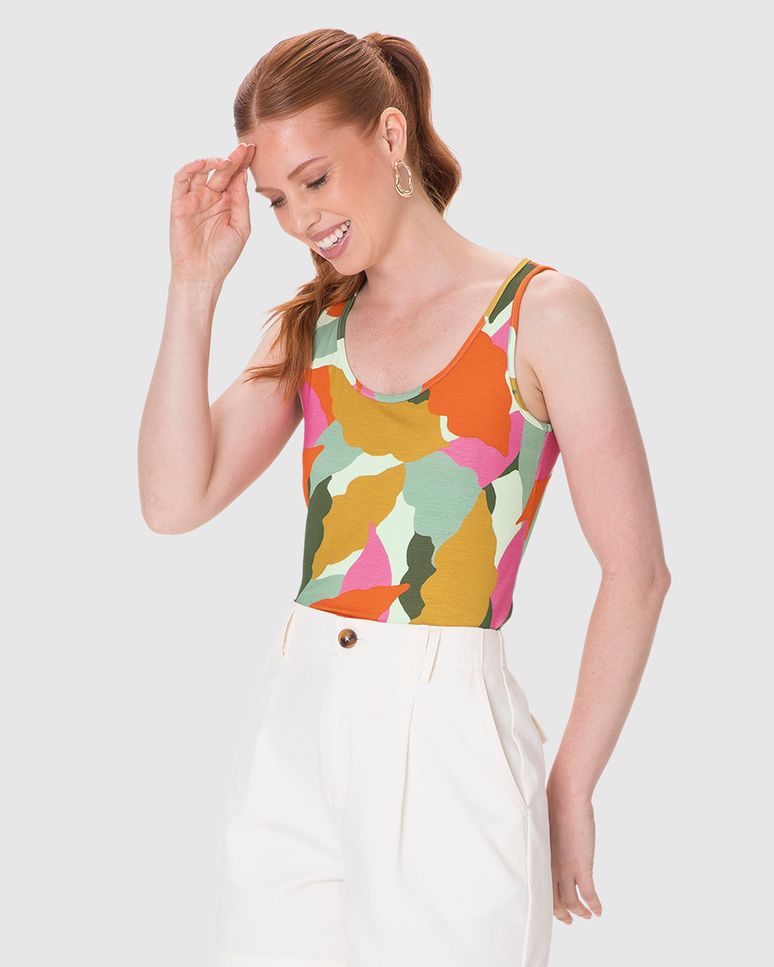 Regata Justa Feminina Estampa Digital Em Viscose Stretch