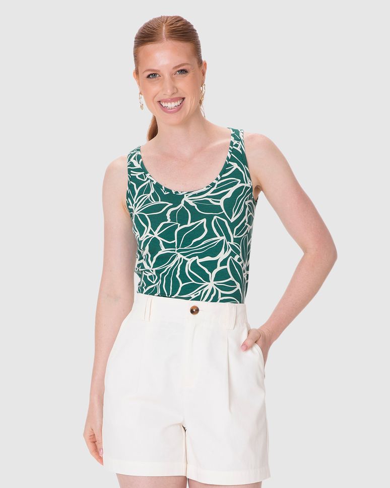 Regata Justa Feminina Estampa Digital Em Viscose Stretch