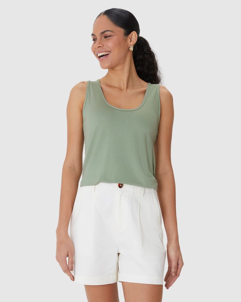 Regata Básica Feminina Evasê Em Malha Viscose Stretch