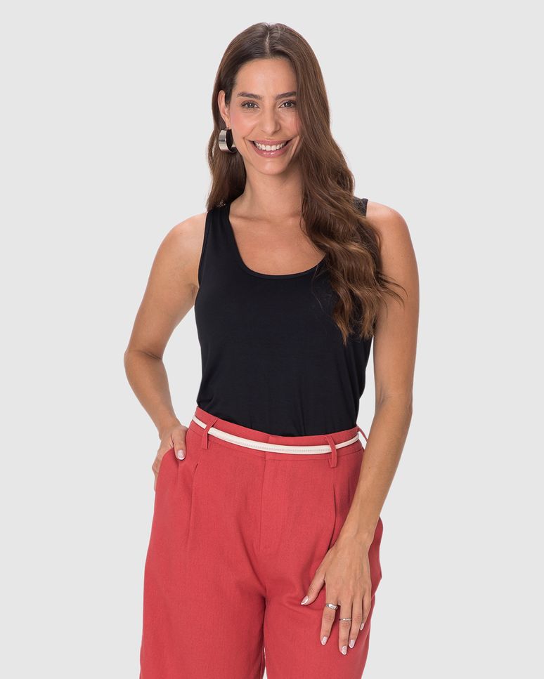 Regata Básica Feminina Evasê Em Malha Viscose Stretch