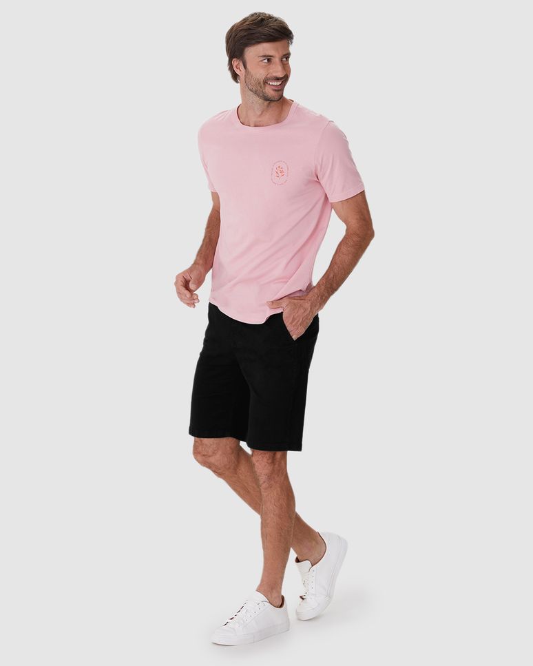 Bermuda Masculina Slim Cintura Média Bolso Funcional Em Sarja Com Elastano