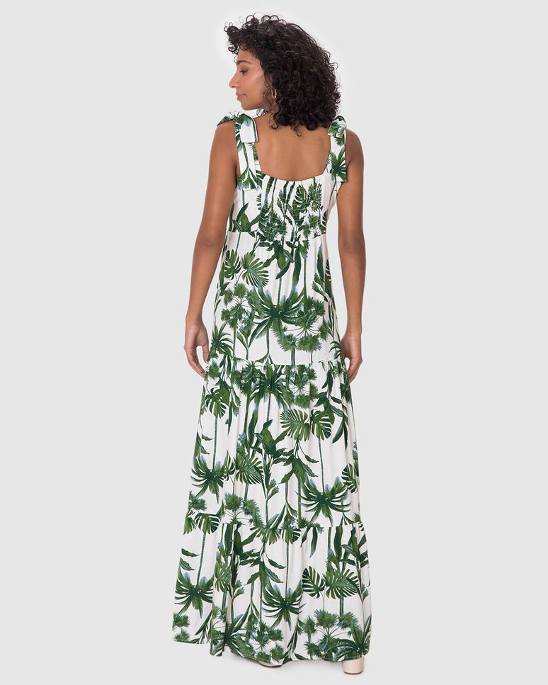 Vestido Longo Feminino Marias Alça Amarração Em Viscolinho