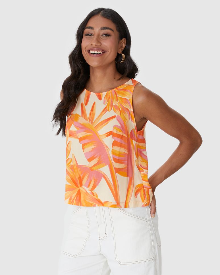 Regata Básica Feminina Long Cropped Alça Larga Em Viscose