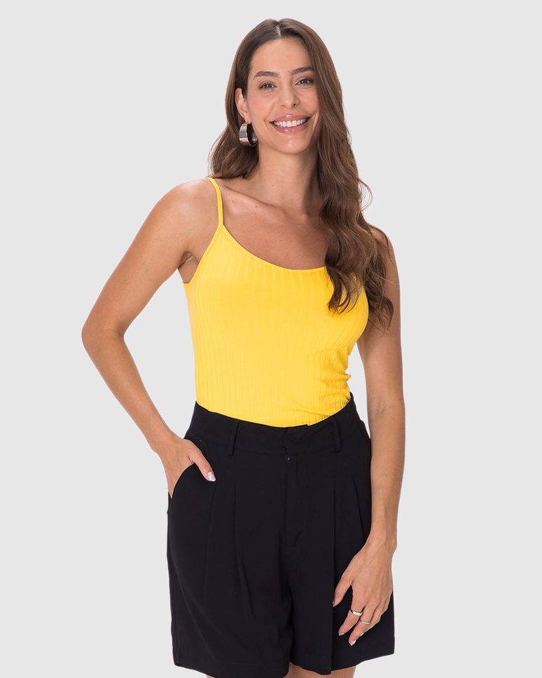 Regata Básica Feminina Alça Fina Em Canelada De Viscose