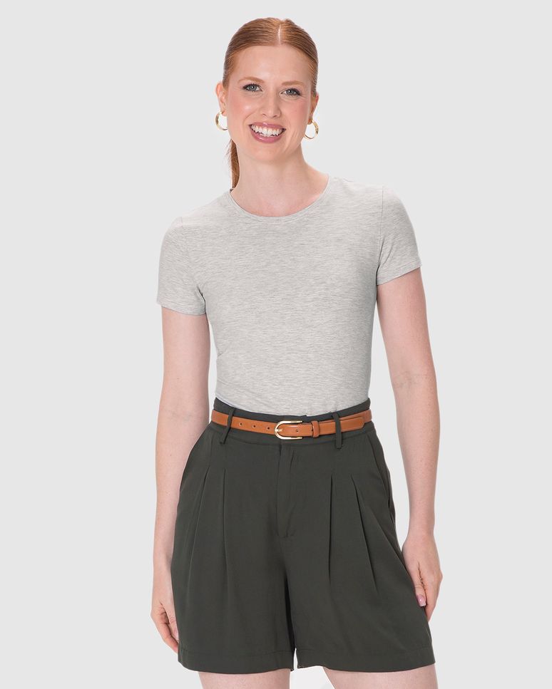 Blusa Básica Feminina Decote Redondo Em Algodão