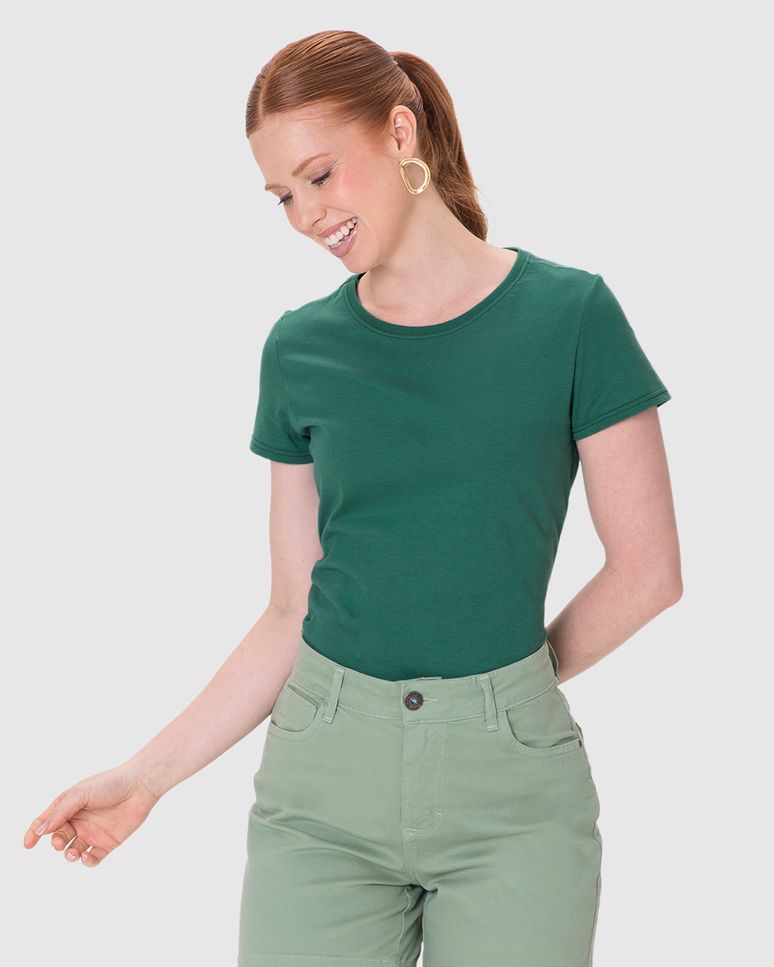 Blusa Básica Feminina Baby Look Em Algodão