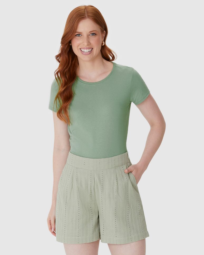 Blusa Básica Feminina Baby Look Em Algodão