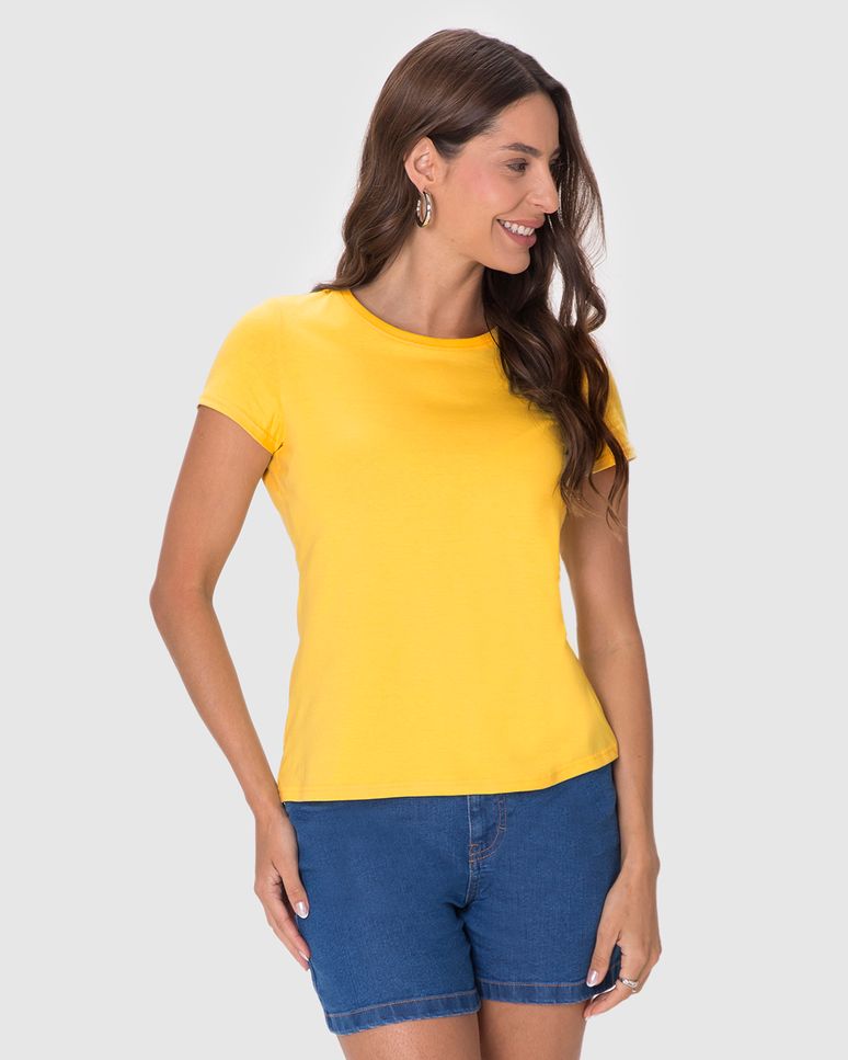 Blusa Básica Feminina Baby Look Em Algodão