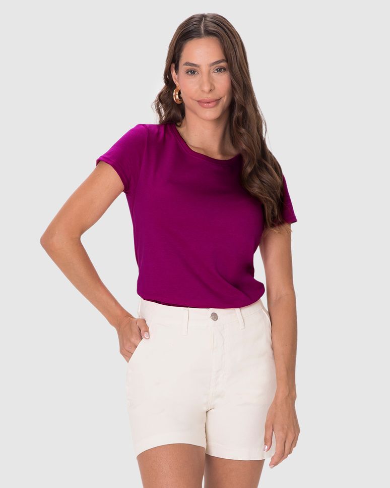 Blusa Básica Feminina Baby Look Em Algodão