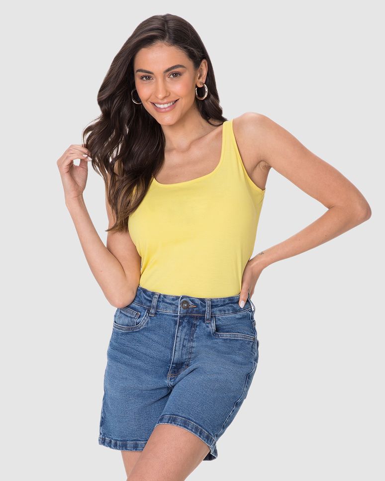 Regata Básica Feminina Decote U Em Algodão