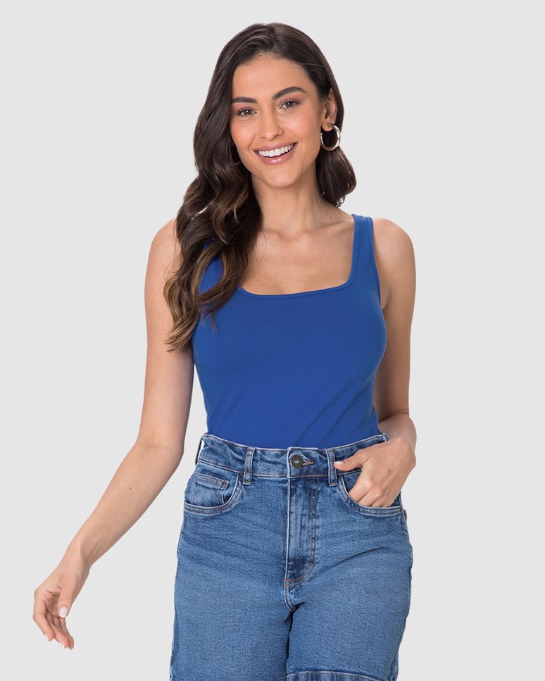 Regata Básica Feminina Alça Média Em Algodão