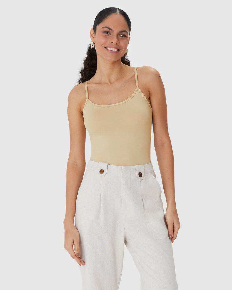 Regata Básica Feminina Decote Redondo Em Viscose Stretch