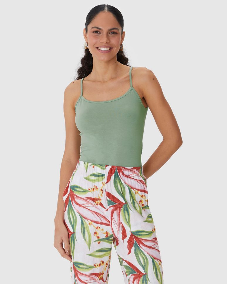 Regata Básica Feminina Alça Fina Em Algodão