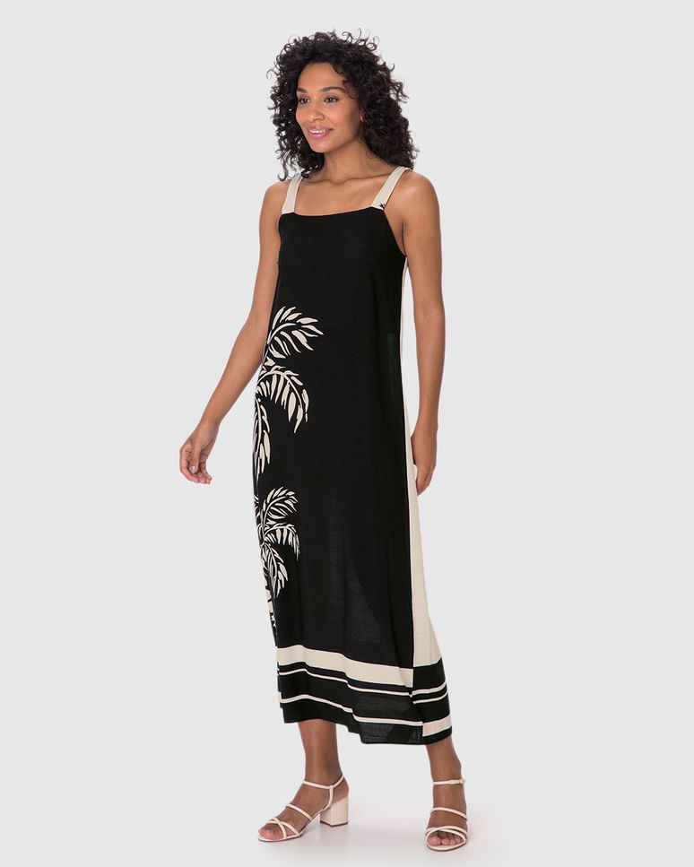 Vestido Midi Feminino Estampado Duas Formas De Uso Em Viscose