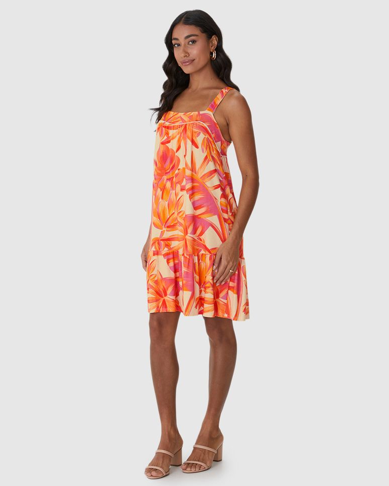 Vestido Feminino Evasê Decote Reto Em Malha Viscolinho Stretch