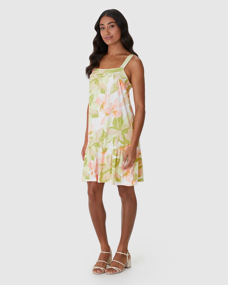 Vestido Feminino Evasê Decote Reto Em Malha Viscolinho Stretch