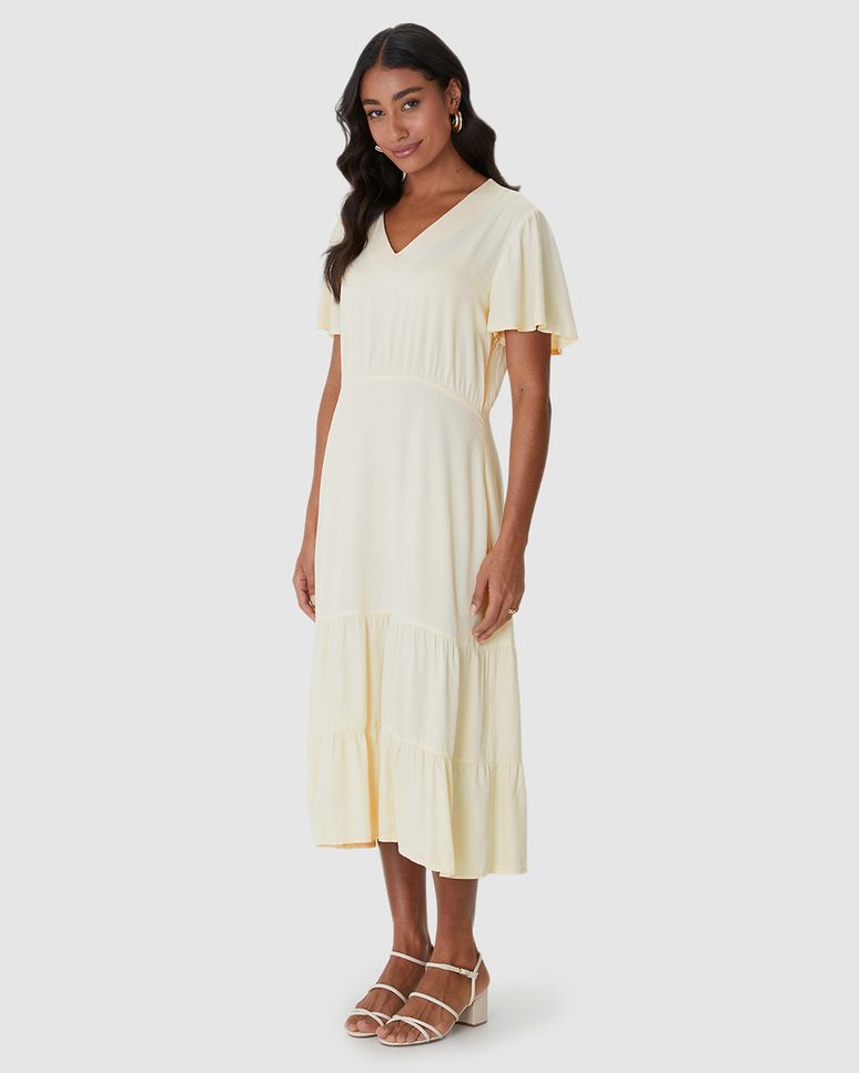 Vestido Midi Feminino Marias Acinturado Em Viscose Sarjada