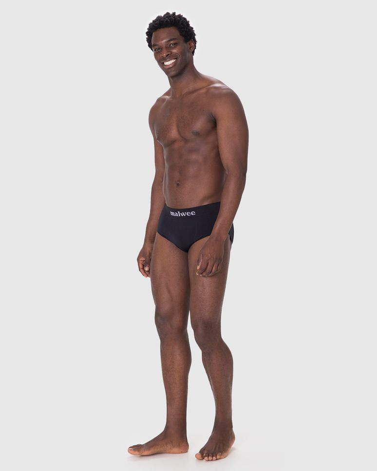 Cueca Masculina Slip Cós Elástico Logo Malwee Em Malha Poliamida
