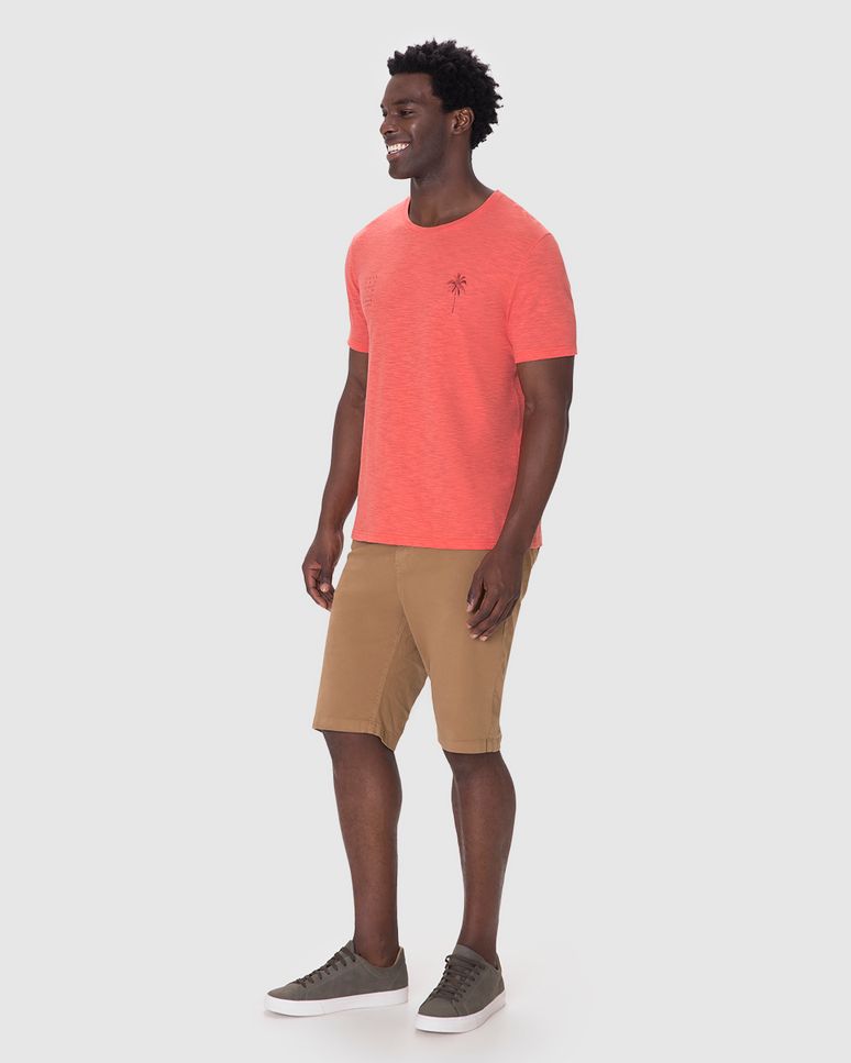 Camiseta Masculina Manga Curta Estampa Frontal Em Malha Flamê