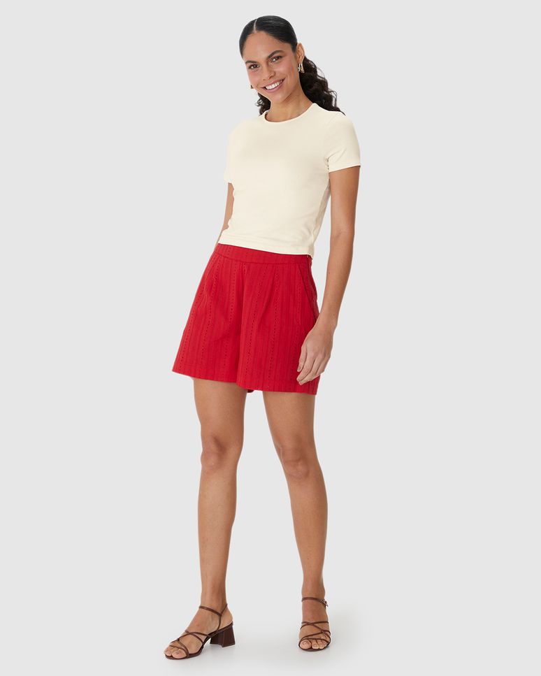 Blusa Básica Feminina Cropped Etiqueta Estampada Em Algodão