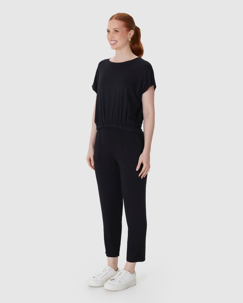 Blusa Cropped Feminina Barra Elástico Em Viscose Stretch