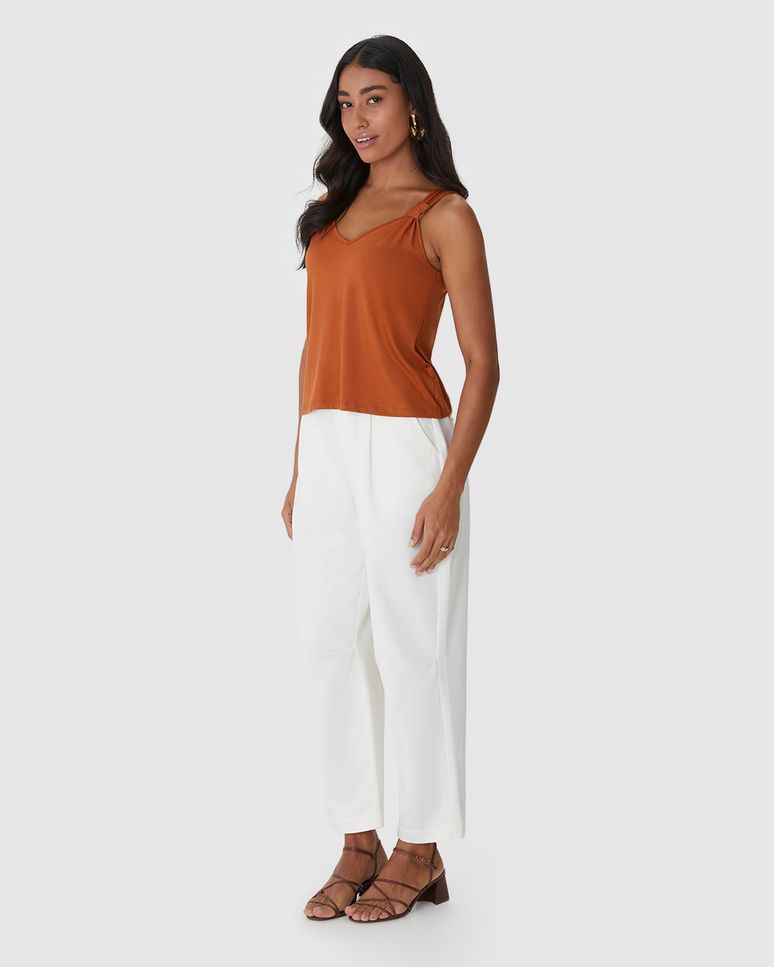 Regata Ampla Feminina Detalhe Alça Em Malha Viscose Stretch