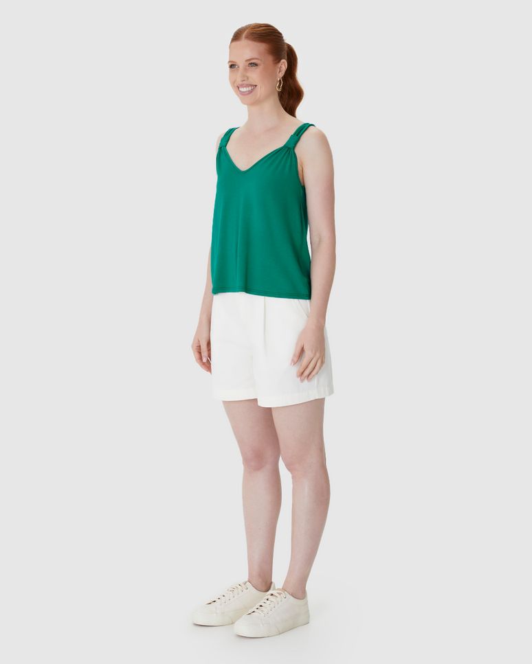 Regata Ampla Feminina Detalhe Alça Em Malha Viscose Stretch