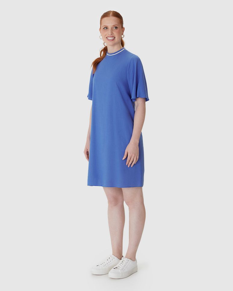 Vestido Amplo Feminino Decote Retilínea Em Viscolinho Texturizado