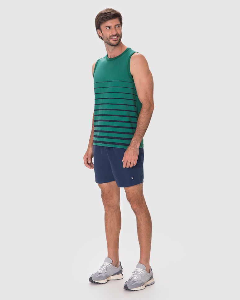 Regata Masculina Regular Estampa Frontal Listrada Em Algodão