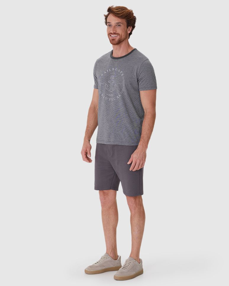 Camiseta Masculina Slim Sailboats Nautical Em Malha Fio A Fio