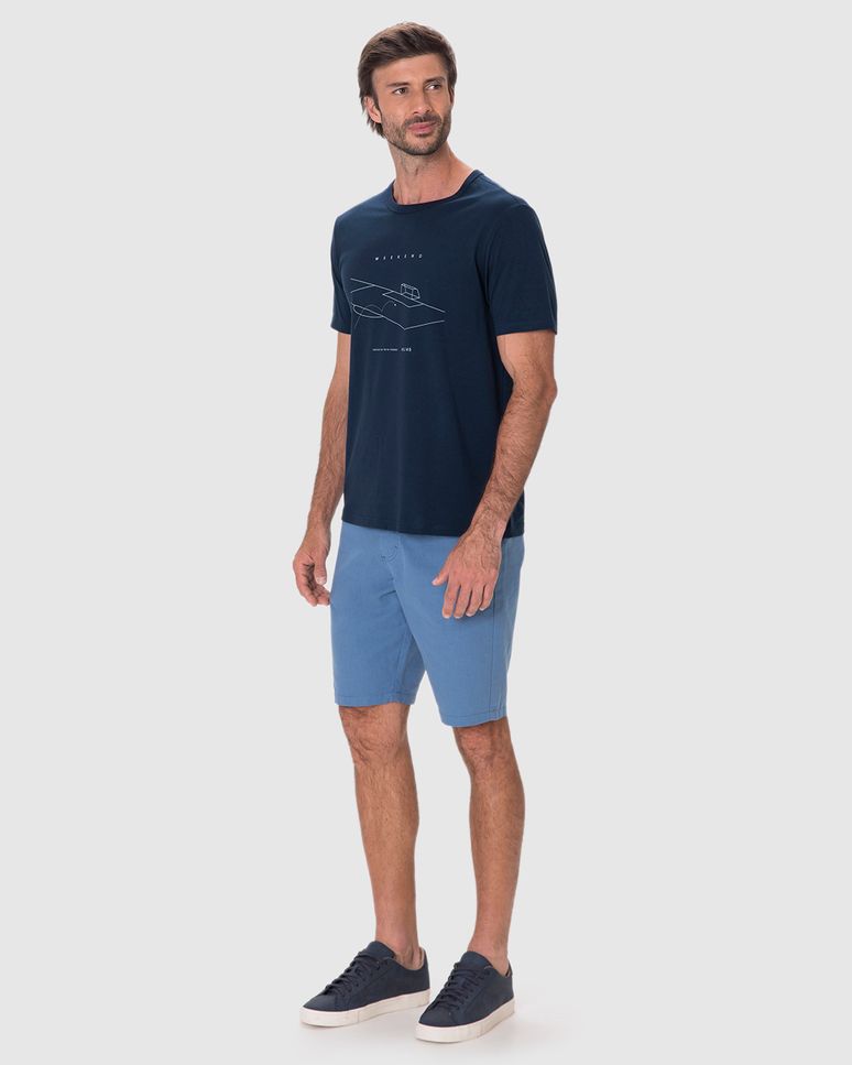 Camiseta Masculina Regular Estampada Em Algodão