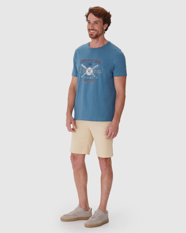 Camiseta Masculina Regular Estampada Em Algodão
