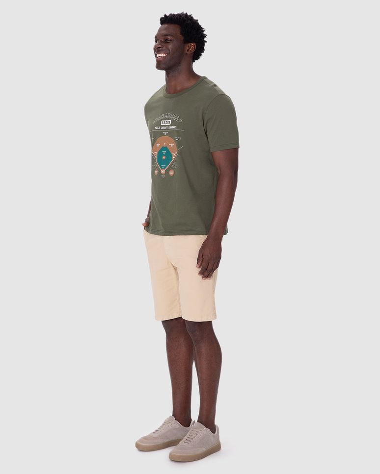Camiseta Masculina Regular Estampada Em Algodão