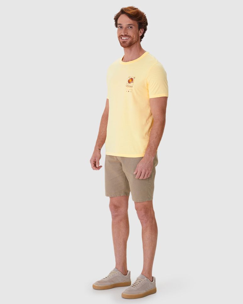 Camiseta Masculina Slim Estampa Peitoral Vintage Record Em Algodão
